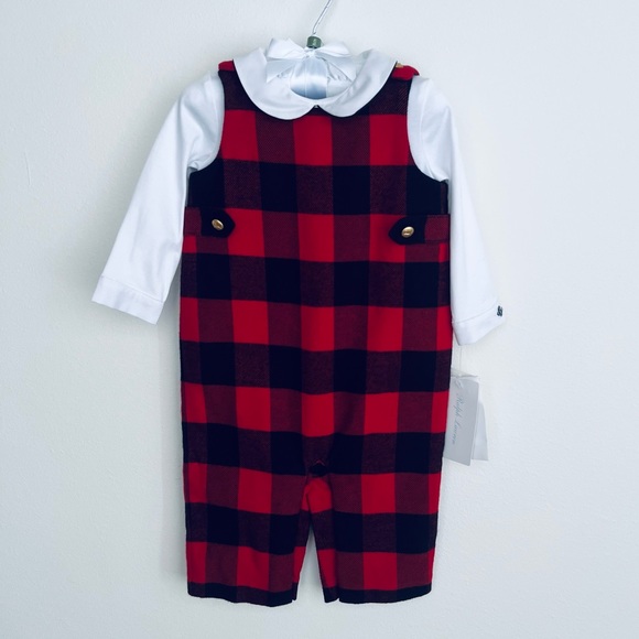 Ralph Lauren Baby Boys Buffalo Check Overall & Bodysuit Set Size 6 Months NWT - Picture 3 of 15